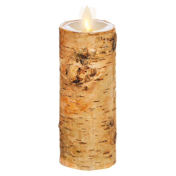 2 X 6 Inch Flat Top Moving Flame Birch Pillar Wax Wrapped Pillar Candle