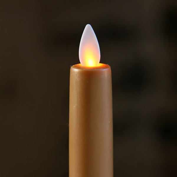 8 Inch Taupe Moving Flame Taper Candle