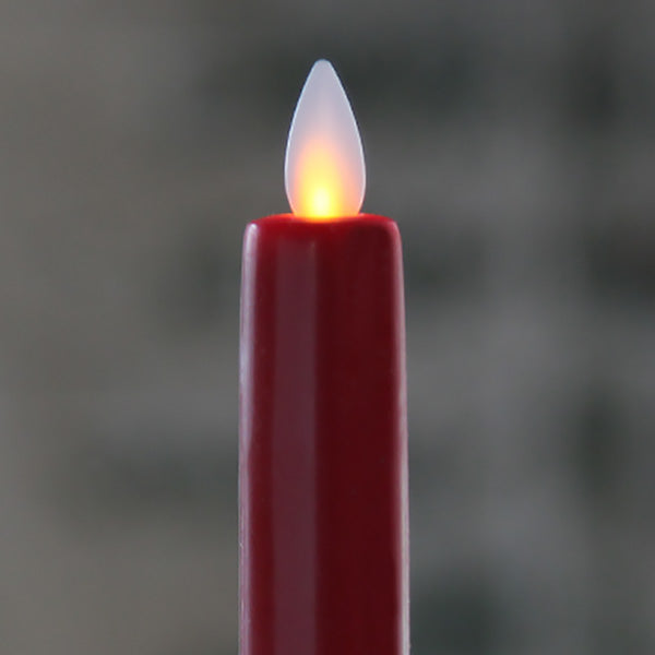 8 Inch Red Moving Flame Taper Candle
