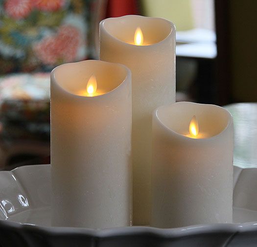 Classic Ivory moving flame pillar candles