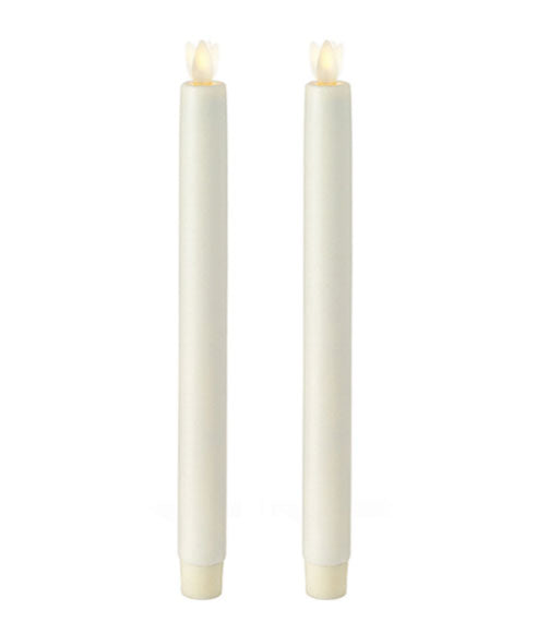 Remote Control 10 Inch Ivory Moving Flame Taper Candle Set of 2