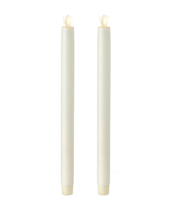 Remote Control 12 Inch Ivory Moving Flame Taper Candle Set of 2