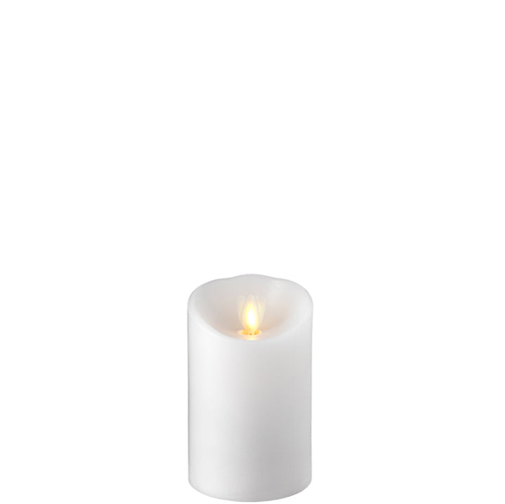 Moving Flame White 3 x 4 Flameless Pillar Candle
