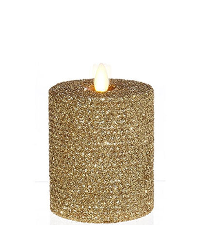 3.25 X 4 Inch Gold Glittered Honeycomb Moving Flame Candle