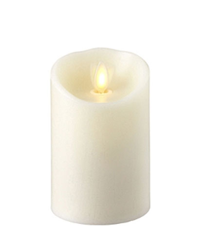 Moving Flame Ivory 3 x 4 Flameless Pillar Candle - Remote Ready