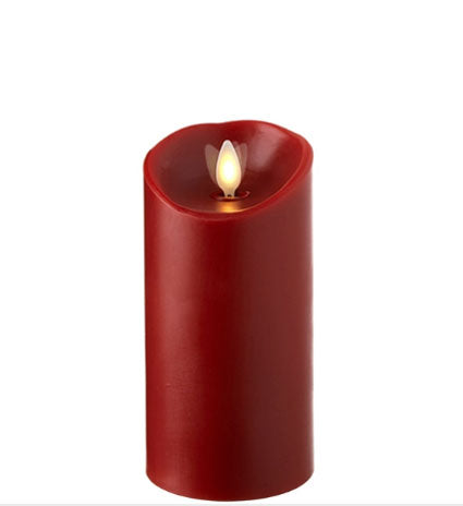 Moving Flame Red 3 x 6 Flameless Pillar Candle