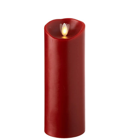 Moving Flame Red 3 x 8 Flameless Pillar Candle