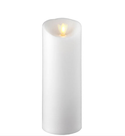 Moving Flame White 3 x 8 Flameless Pillar Candle