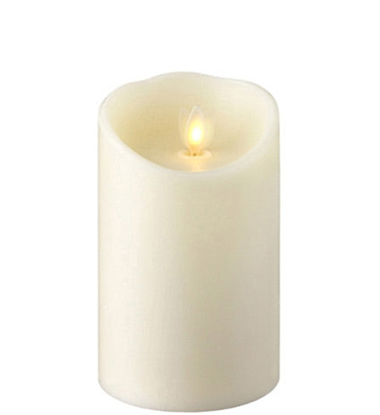 Moving Flame Ivory 3.5 x 5 Flameless Pillar Candle