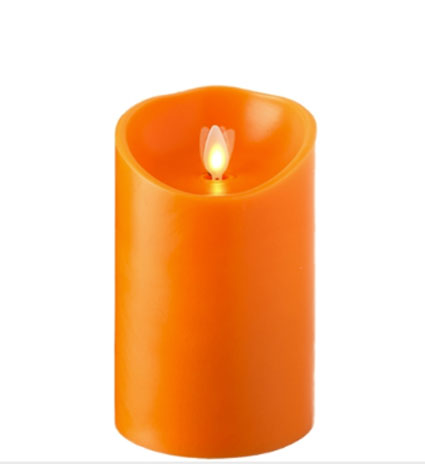 Moving Flame Orange 3.5 x 7 Flameless Pillar Candle