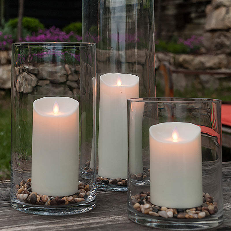 Outdoor Moving Flame Ivory 3.5 x 5 Flameless Pillar Candle