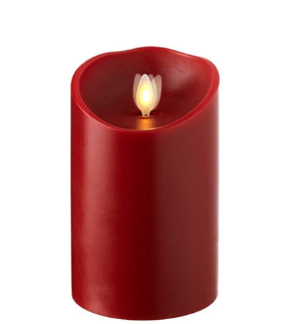 Moving Flame Red 3.5 x 5 Flameless Pillar Candle