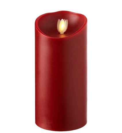 Moving Flame Red 3.5 x 7 Flameless Pillar Candle