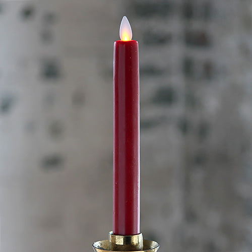 8 Inch Red Moving Flame Taper Candle