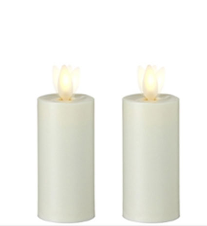 Ivory Wax Battery Operated Moving Flame 3.5 Inch Votive Candles - Set of 2 Remote Ready