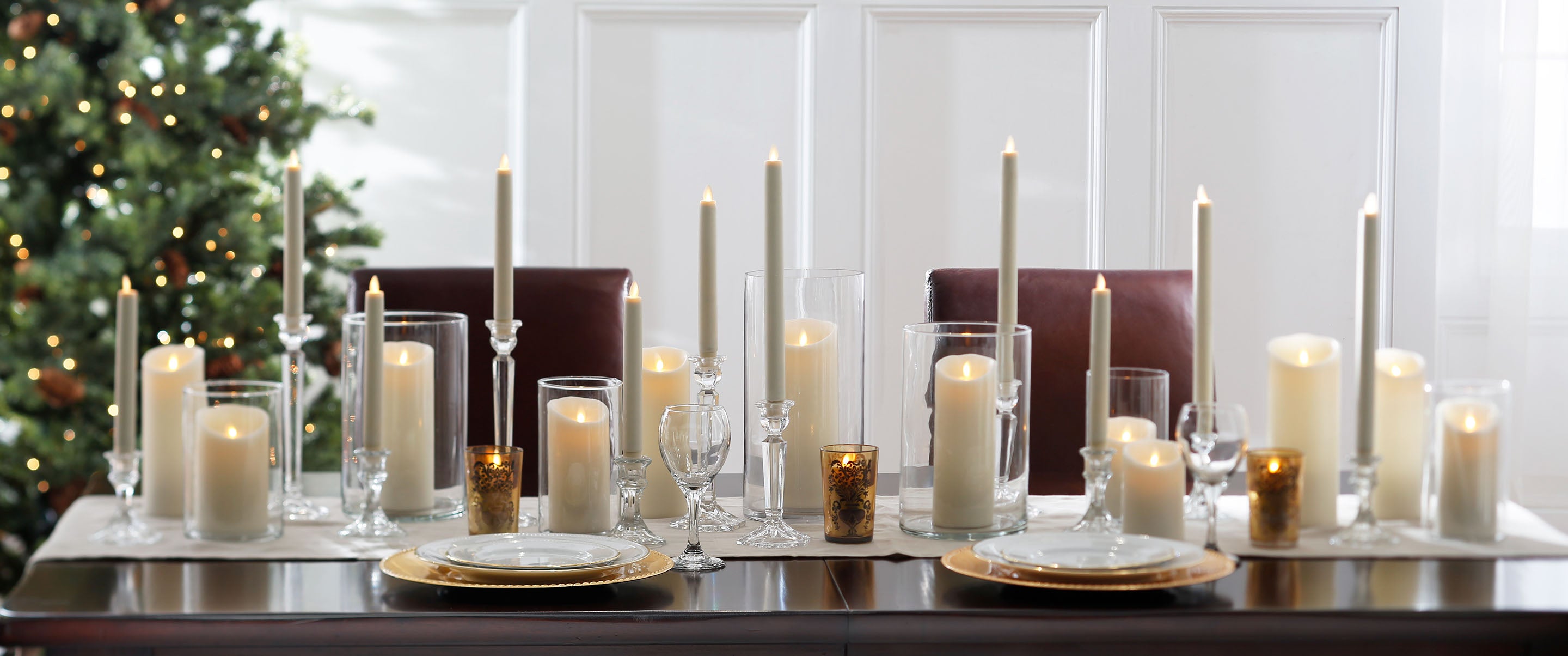 Beautiful table set with Moving Flame candles.