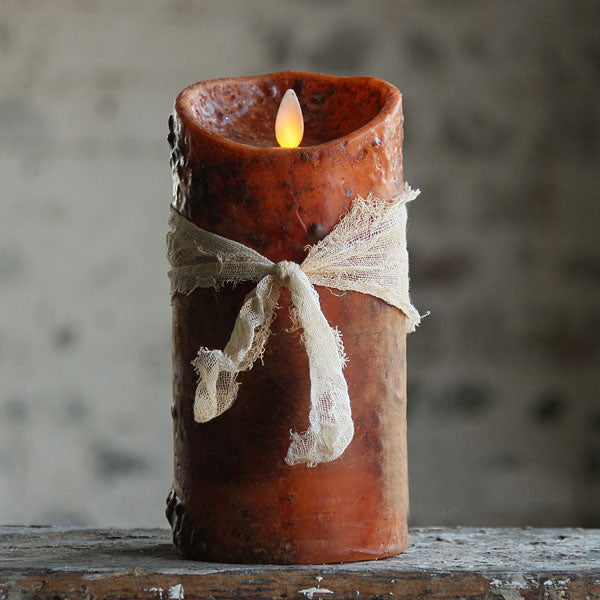 Primitive Harvest Orange Moving Flame 3.5 x 7 Battery Operated Candle