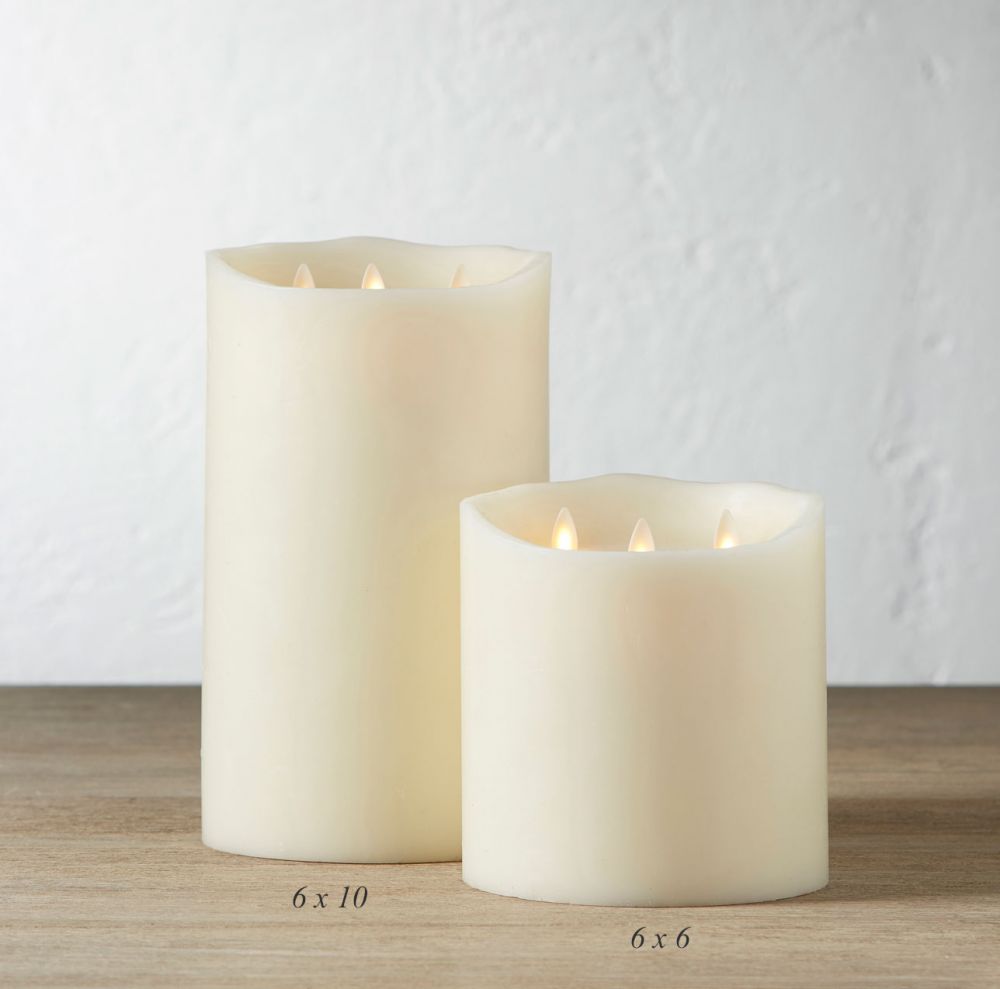 Triple Moving Flame 6 x 6 Inch Flameless Pillar Candle